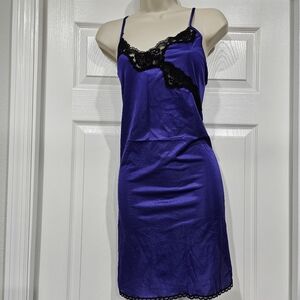 Vintage Elegant Purple Lace Trim Nightgown